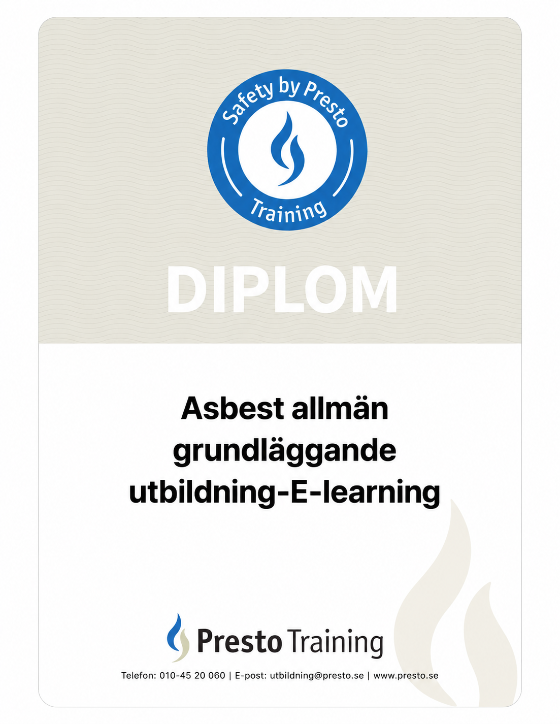 Asbest – Grundläggande utbildning diplom